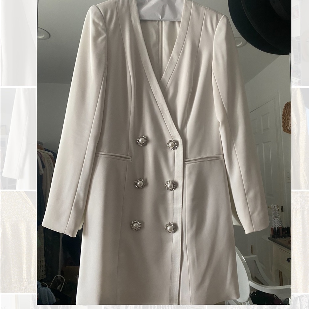 White Satin Dress with suit details